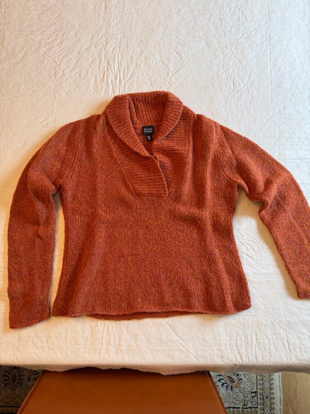 Eileen Fisher Russet Shawl-Collar Turtleneck Sweater size M